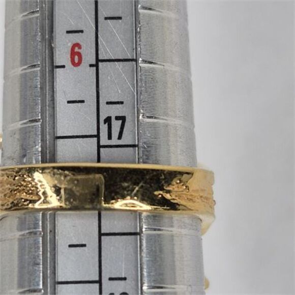 18k Gold Filled Nugget and Pearl Ring sz.  7.1/4 (5.84g) - Picture 3 of 5